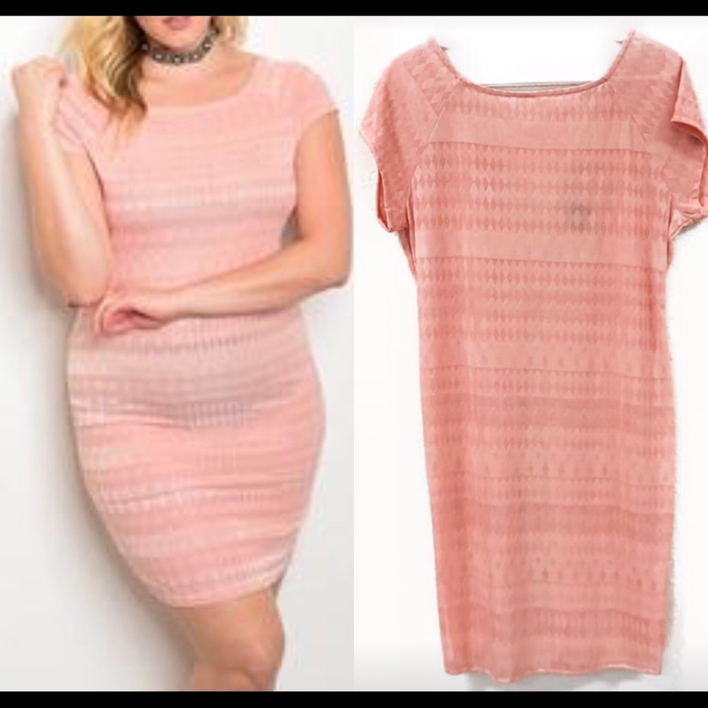 Sheer Bandage Lace Plus Size Dress